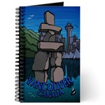 Vancouver Souvenir Journal Notebook B & W Inukshuk