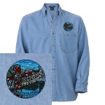 Embroidered Vancouver Souvenir Shirts Cool Landmark, Inukshuk & Totem Polo Vancouver Canada Souvenir Denim Shirts
