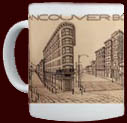Vancouver BC Souvenir Mug & gifts, Vancouver Gastown Cups / Mugs Vancovuer Cityscape Art Coffee Cups / Mugs T-shirts, Coasters, Sweatshirts, Prints, Vancouver Gastown Postcards, Vancouver's Gastown original illustration & art by Kim Hunter