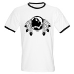  First Nation Art Men's Ringer T-shirt Original Native Art Spirit Buffalo Design by Canadian Metis Artist Kim Hunter Men's Native Art Gifts & T-Shirts First Nations Men's Gifts & Apparel art & design by Canadian Metis Artist / Designer Kim Hunter custom imprinted First Nations gifts & apparel available.
