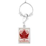 Canada souvenir wine charms collections includes heart charms, oval, circle, square, rectangle and teardrop wineglass charms featuring Kim's Canada keepsake