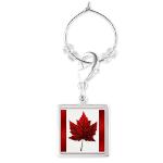 Canada souvenir wine charms collections includes heart charms, oval, circle, square, rectangle and teardrop wineglass charms featuring Kim's Canada keepsake