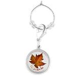 Canada souvenir wine charms collections includes heart charms, oval, circle, square, rectangle and teardrop wineglass charms featuring Kim's Canada keepsake