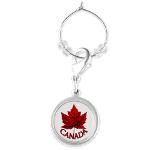 Canada souvenir wine charms collections includes heart charms, oval, circle, square, rectangle and teardrop wineglass charms featuring Kim's Canada keepsake