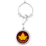 Canada souvenir wine charms collections includes heart charms, oval, circle, square, rectangle and teardrop wineglass charms featuring Kim's Canada keepsake
