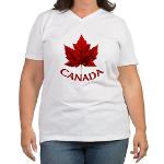 Women's Canada T-shirt Canada Souvenir Women's Plus Size V-Neck T-shirts Canada Souvenir T-Shirts & Gifts Canadian Maple Leaf Souvenir plus Size Womens's T-shirts Canada Flag Souvenir t-shirt for Women & Girls. Beautiful Red Canada Maple Leaf Souvenir T-shirts