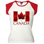 Canada Flag T-shirt Canadian Souvenir Womens Cap Sleeve T-Shirt Canadian Flag Souvenir t-shirt for Women & Girls Beautiful Red Canada Souvenir T-shirts 
						 