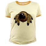 First Nations Art Jr. Ringer Women's T-Shirt Sexy womens t-shirt native art design , Original Native Art Spirit Buffalo Design by Canadian Metis Artist Kim Hunter Women's Native Art Gifts & Shirts First Nations Womens Gifts & Shirts art & design by Canadian Metis Artist / Designer Kim Hunter custom imprinted First Nations gifts & apparel available.