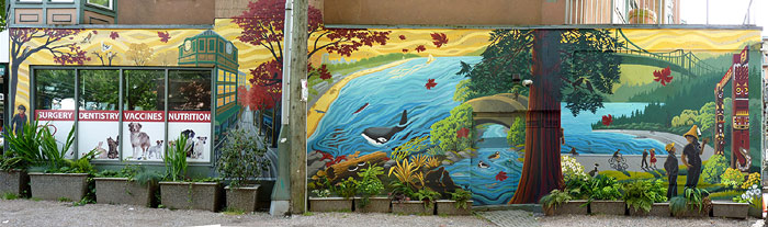 Coast Salish Community Mural Times Square Building Vancouver BC Denman St. @ Robson St. 