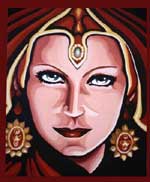 Art deco painting portrait Acrylic Painting Portrait Gretta Garbo Painting - Portrait - Oil on Canvas by Artist  INDIGO aka KIM HUNTER 