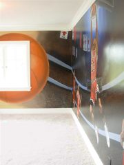 Michael  Jordon Painting Mural Bulls Basketball Sports Wall Mural by Vancouver Artist / Muralist Kim Hunter Original Realism Wall Mural Michael Jordon Portrait / Painting Wall Mural Basketball Painting Kid's Room Mural 