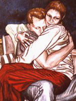 painted family portrait artist painting Water colour painted  mother and father Portrait Painting - Portrait - Oil on Canvas by Artist  INDIGO aka KIM HUNTER 