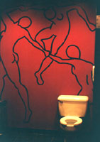 Custom one colour murals for commerical restrooms in the style of Matisse's dancing ladys 