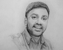 Custom Pencil Portrait pencil portrait from compilation of two photos 