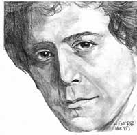 Pencil drawing portrait, Sketch Portrait Lou Reed Artist  INDIGO aka KIM HUNTER 