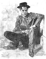 Portrait Tom Waits Pencil sketch drawing of Tom Waites  pencil drawing  by contemporary Canadian Artist INDIGO aka Kim Hunter