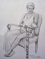 Custom pencil portrait Sketch Figurative portrait in pencil drawing  by contemporary Canadian Artist INDIGO aka Kim Hunter