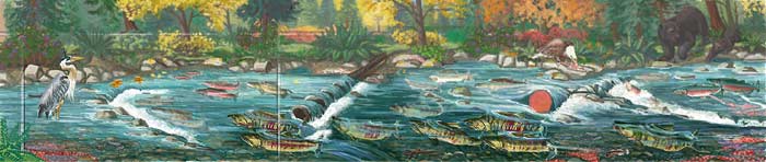 Wildlife Mural Design Hyde Creek Wall Mural Port Coquitlam BC Landscape / Wildlife Mural Painting by Vancouver Artist Muralist Kim Hunter