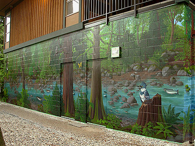 Wildlife Mural Vancouver Artist Muralist - Hyde Creek Wall Mural Port Coquitlam BC Landscape / Wildlife Mural Painting by Vancouver Artist Muralist Kim Hunter