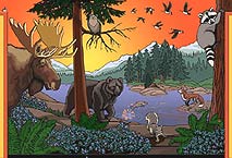 Wildlife Design for Wall Mural Childrens Wall Mural Landscape & Wildlife Mural Painting by Vancouver Artist Muralist Kim Hunter