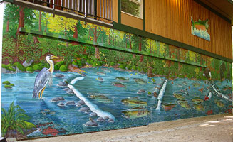 Wildlife Mural Hyde Creek Wall Mural Port Coquitlam BC Landscape / Wildlife Mural Painting by Vancouver Artist Muralist Kim Hunter