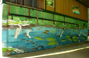 Wildlife Mural Hyde Creek Wall Mural Port Coquitlam BC Landscape / Wildlife Mural Painting by Vancouver Artist Muralist Kim Hunter