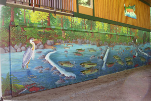 Wildlife Mural Hyde Creek Wall Mural Port Coquitlam BC Landscape / Wildlife Mural Painting by Vancouver Artist Muralist Kim Hunter
