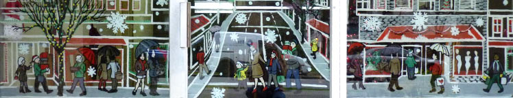 Classic Holiday Cityscape Window Painting Vancouver Canada
