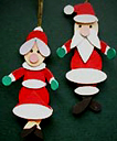 Santa & Mrs. Clause Handmade Wooden Christmas Decorations Traditional Wooden Handcrafted Santa & Mrs. Clause Christmas Ornaments 