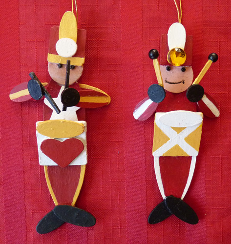 Handmade Wooden Drummer Boy Christmas Decorations / Traditional Wooden Handcrafted Drummer Boy Christmas Ornaments Classic Decorations 