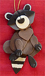 Handmade Wooden Christmas Decoration Wood Handcrafted Christmas Ornaments West Coast Canadian Wildlife Series Raccoon
