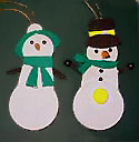Snow Man & Snow Woman Handmade Wooden Christmas Decorations / Traditional Wooden Handcrafted Snowman Christmas Ornaments