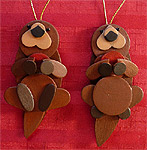 Handmade Wooden Christmas Decoration Wood Handcrafted Christmas Ornaments West Coast Canadian Wildlife Series Adorable Otters