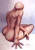 Nude female Figure Original Painting female  nude- womans back original painting by Artist Kim Hunter aka INDIGO