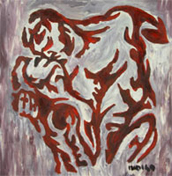 Man & Woman Passion single line oil painting on paper