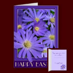 Blue Flowers Cards Spring Bouquette Easter Card Blank or Custom Birthday Cards 