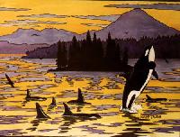 Original Orca painting  West Coast Orca Design / Painting wildlife painting Canadian Artist Kim Hunter / Indigo Commissioned paintings welcome! 