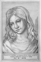 16th Century Engraving Sketch Head of the twelve-year-old Christ 1598  