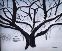 oak tree painting Original landscape painting Oak Tree in Winter English Bay Vancouver BC Painting  Click on Image for Detail