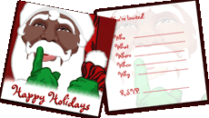 African Santa Cards Personalized Black Santa Cause Greeting Cards Custom African Santa Invitations and Postage Stamps