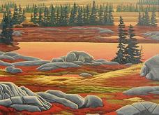 Polar Bear Painting Churchill MB Arctic Landscape Autumn polar bear painting by Canadian Artist Kim Hunter / Indigo