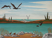 WILD BIRDS painting tundra Churchill MB Water Fowl, Shore Birds, Arctic Tundra Spring Mating Season  Original  Painting Churchill MB Click on Image for Detail