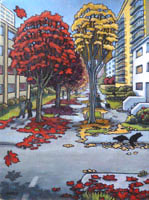 Vancouver Cityscape Painting  Original for Sale - Prints Available Canadian Artist / Designer Kim Hunter / Indigo