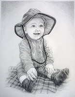 Baby Portrait Sketch from Photo pencil sketch on watercolour paper by Vancouver Artist Kim Hunter 