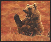 grizzly bear painting, bear oil painting in Alpine Meadow Oil Painting wildlife painting by Canadian Artist Kim Hunter / Indigo Commissioned paintings welcome! 
