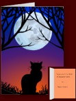 Cat Custom Cards Cat Art Personalized Greeting Cards Cat w. Moon Blank Cards