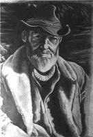 Cowboy pencil Sketch / drawing  Portrait of Cowboy pencil drawing  by contemporary Canadian Artist INDIGO aka Kim Hunter