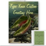 Salmon Art Cards Personalized Fishing Greeting Cards Custom or Blank Coho Card 