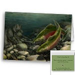 Fishing Cards Bear Art Cards Fishing Coho Salmon Personalized Greeting Cards 