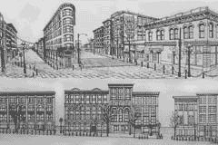 Vancouver BC Gastown Sketch, architectural illustration. Ink Drawing Custom sketches available pencil drawing  by Canadian Vancouver BC Artist INDIGO aka Kim Hunter Pencil Sketches / Drawings / Illustration Flowers Wildlife Landscapes Sketches Ink Drawings & Original Art & illustration landscape sketches, wildlife, nudes, people, portraits, pets, Art & Design Pencil, graphite & ink sketches & drawings by Kim Hunter freelance professional artist